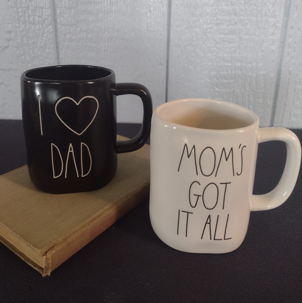 Set of 2 Rae Dunn 5 oz. Coffee Mugs I ❤️Dad , Mom's Got It All